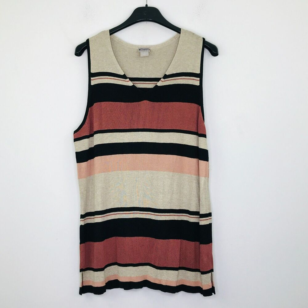 Chicos 3 Women's XL Knit Tank Top Multicolor Striped Knit V-Neck NWOT Flaw BZ1